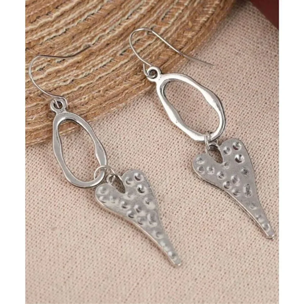 Hammered Heart Earrings